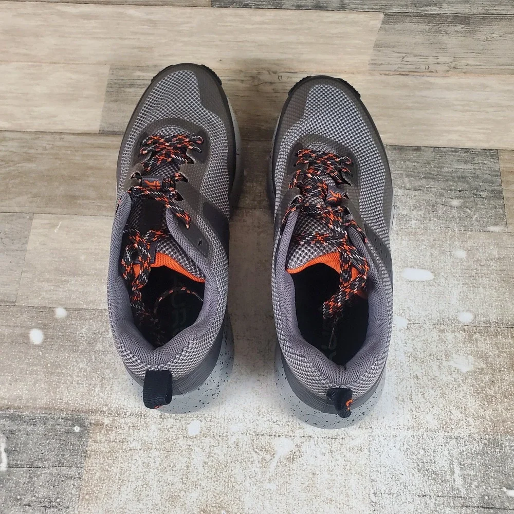 Kuru Atom Mens Hiking Shoes Sz 9.5 M Lead Gray Orange Spice Mesh Lace Up Sneaker